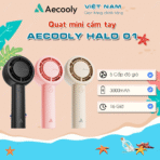 Quạt Cầm Tay AECOOLY Halo 01 Series Portable Fan 3000mAh (6000rpm, 5 Speed Settings, 16H , 40 dB Low Noise) - Ảnh 2