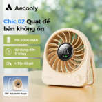 Quạt Để Bàn AECOOLY Chic 02 (2000mAh, 11H, 4-Adjustable Speed, LED Digital Display, 180° Adjustable Cooling) - Ảnh 2